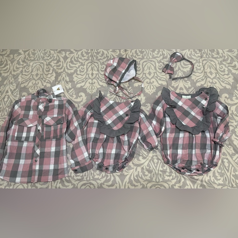 Plaid Family Matching Outfits Set